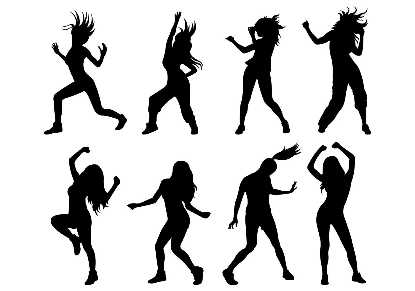Set Of Zumba Silhouettes Vector
