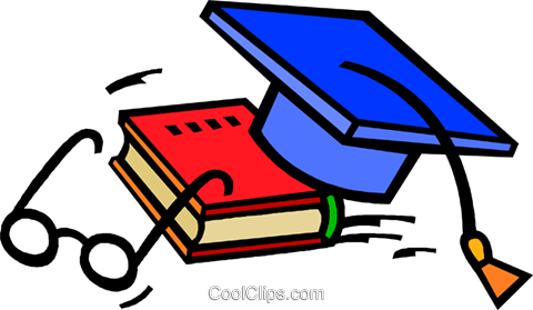 Graduation hat and school books Royalty Free Vector Clip Art