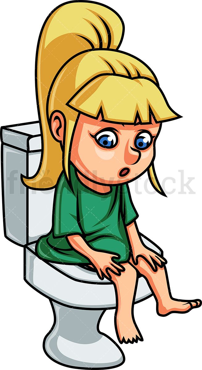Little Girl Sitting On Toilet