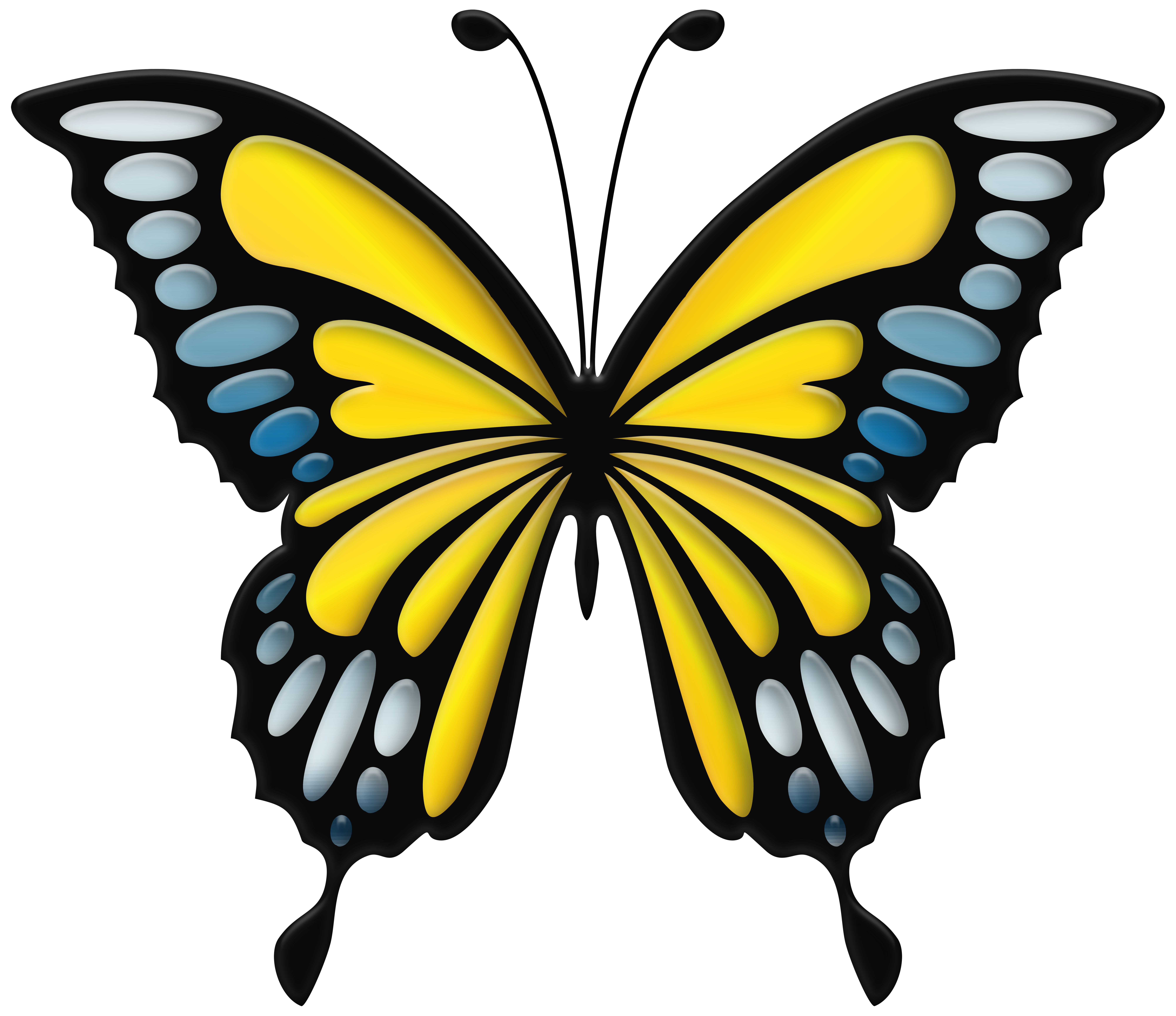Blue Yellow Butterfly PNG Clip Art Image