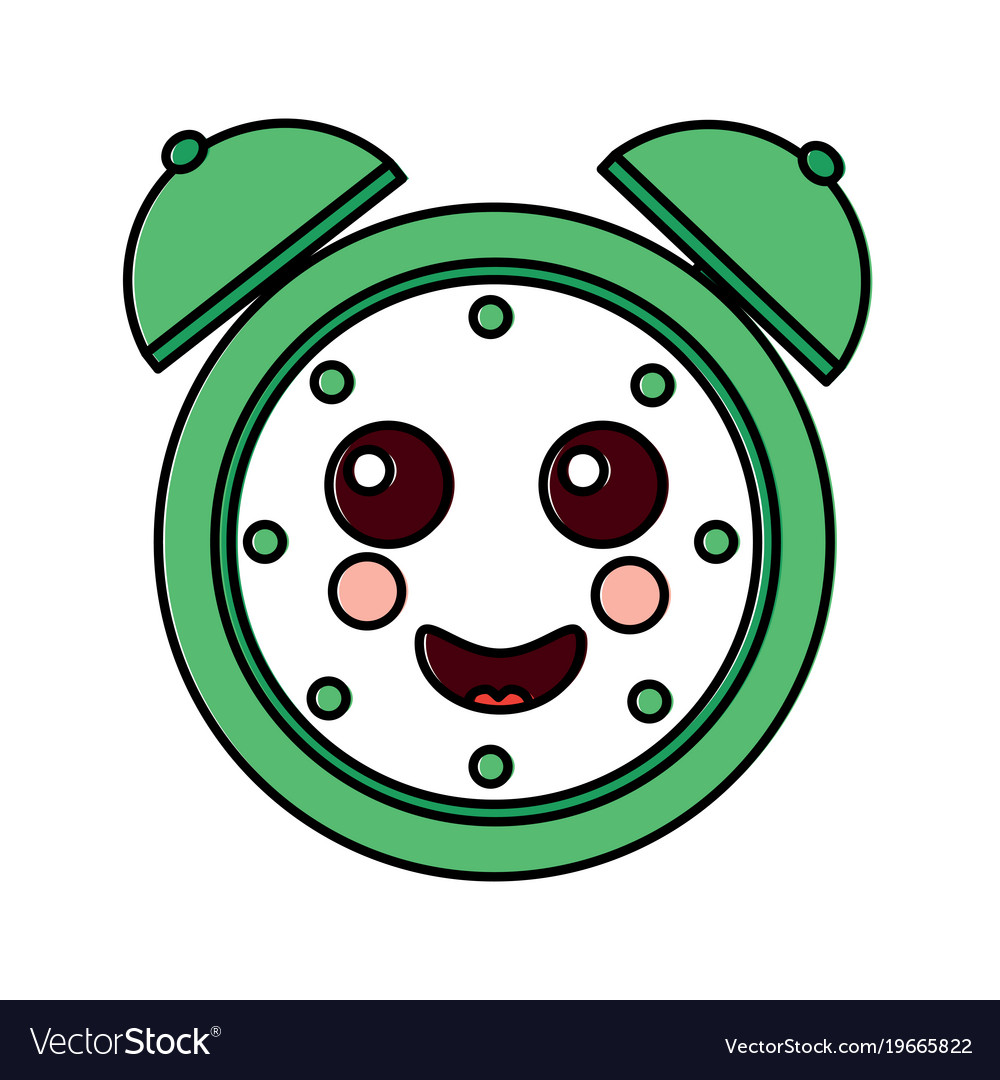 Happy clock kawaii icon image