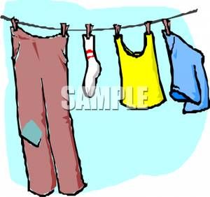 Clothing hanging clothesline.