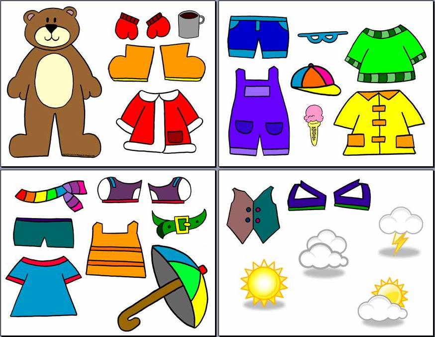 Kids fall clothes clipart for weather bear