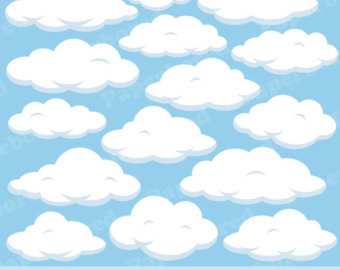 FLUFFY CLOUDS Clip Art, Cloud