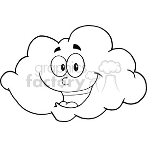 Royalty Free RF Clipart Illustration Black And White Happy Cloud Cartoon  Mascot Character clipart