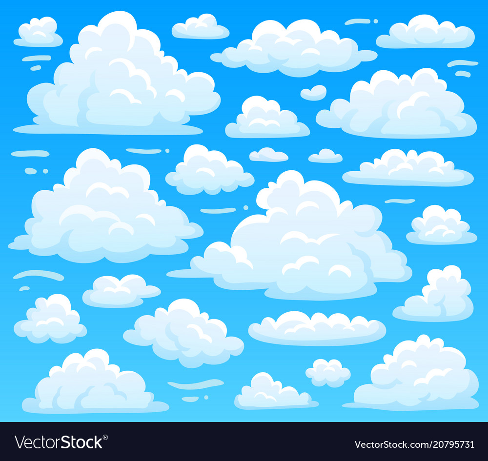 Cartoon fluffy cloud at azure skyscape heavenly