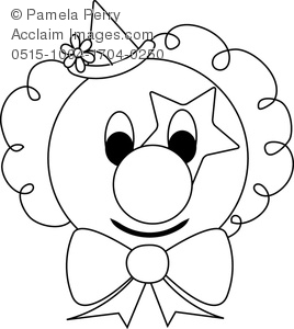 Clip Art Image of a Clown Face Coloring Page