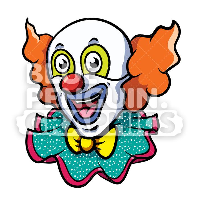 Clown Head Vector Cartoon Clipart Illustration