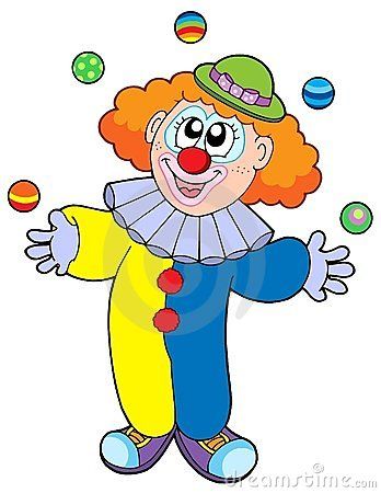 Juggling cartoon clown.