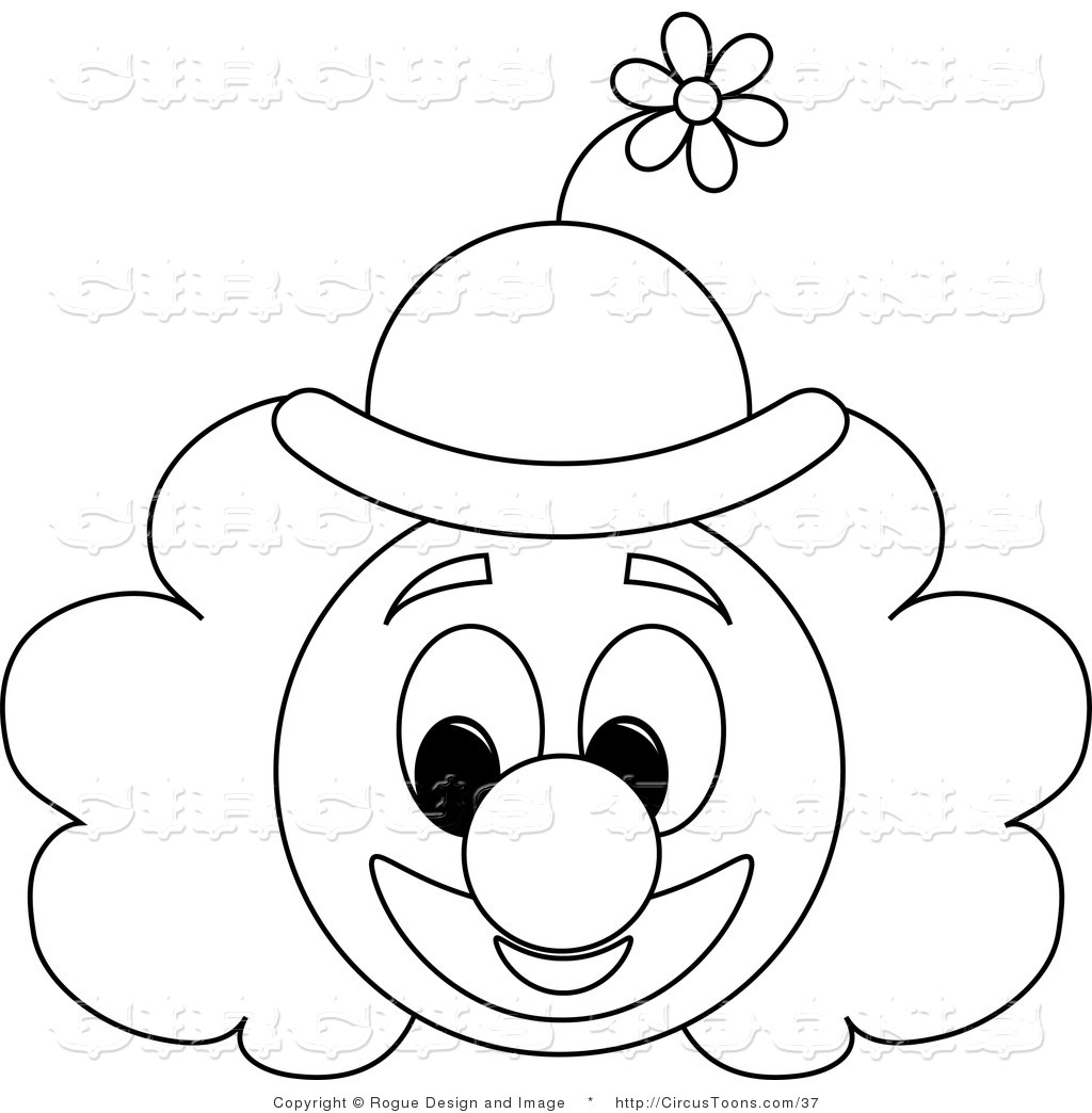 Circus Vector Clipart of a Clown Face Outline by Pams