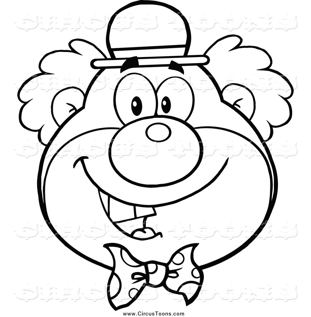 Circus Clipart of a Black and White Happy Clown
