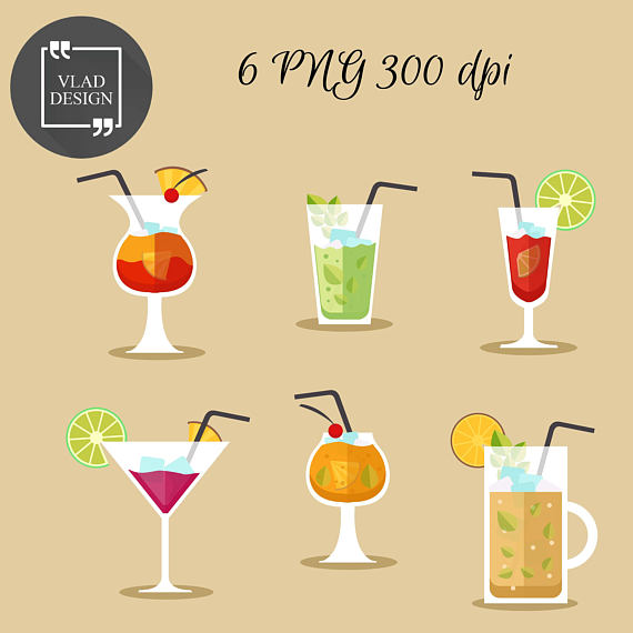 Cocktails Clipart Alcohol Clipart Digital beverages Elements