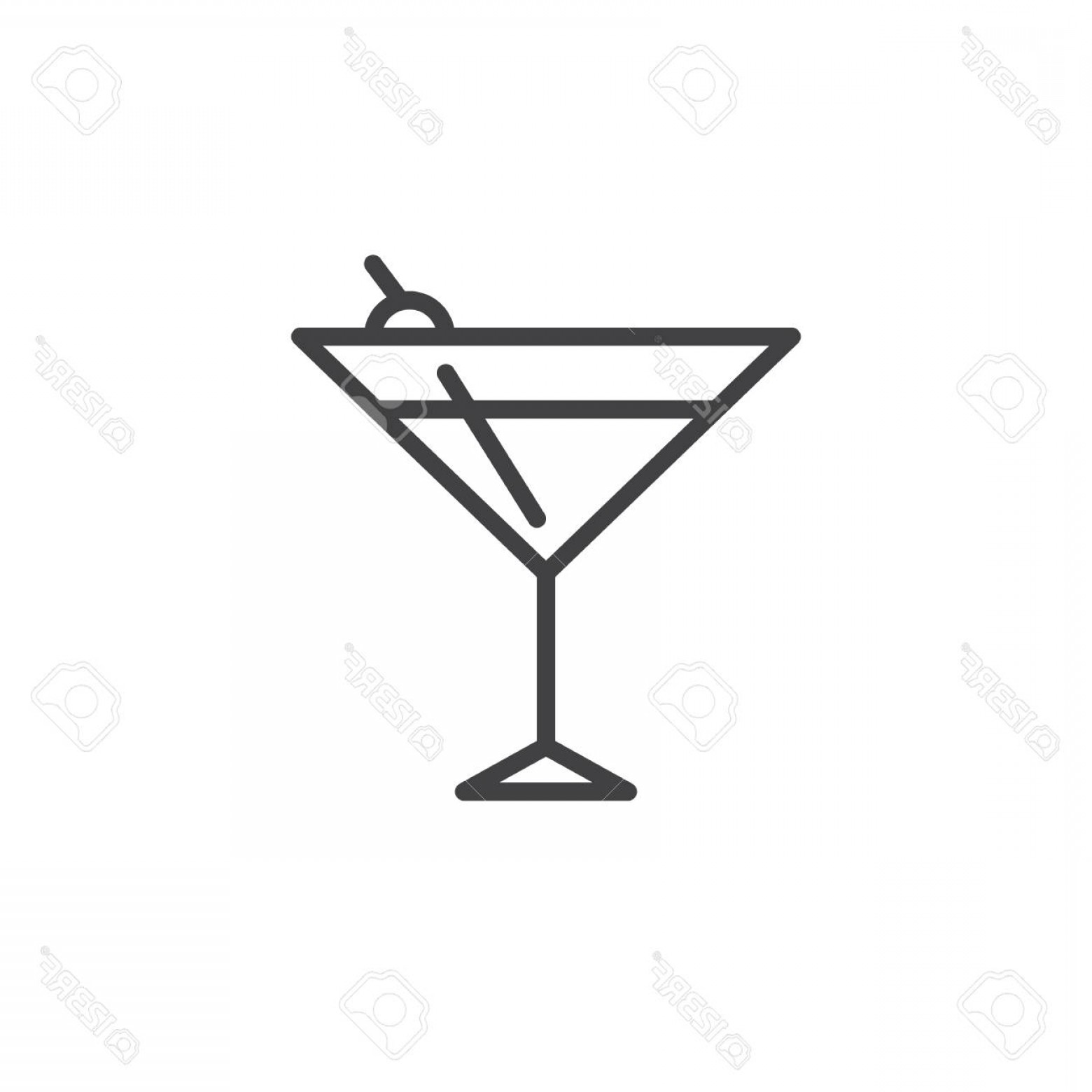 Photostock Vector Cocktail Glass Line Icon Outline Vector