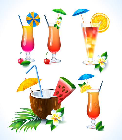 Coconut and cocktails vector graphics Free vector in Adobe