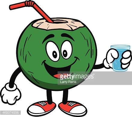 Coconut Water with Cup of Water Clipart Image