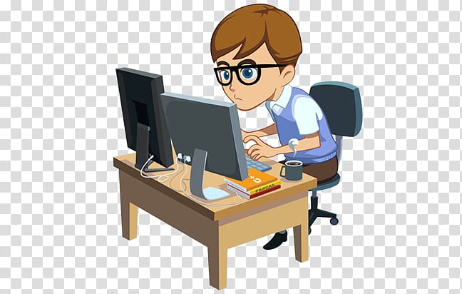 Boy using computer.