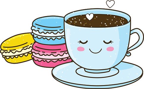 Cute cup of coffee with macarons Clipart Image