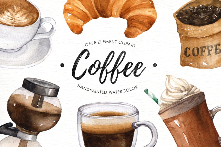 Coffee watercolor clipart
