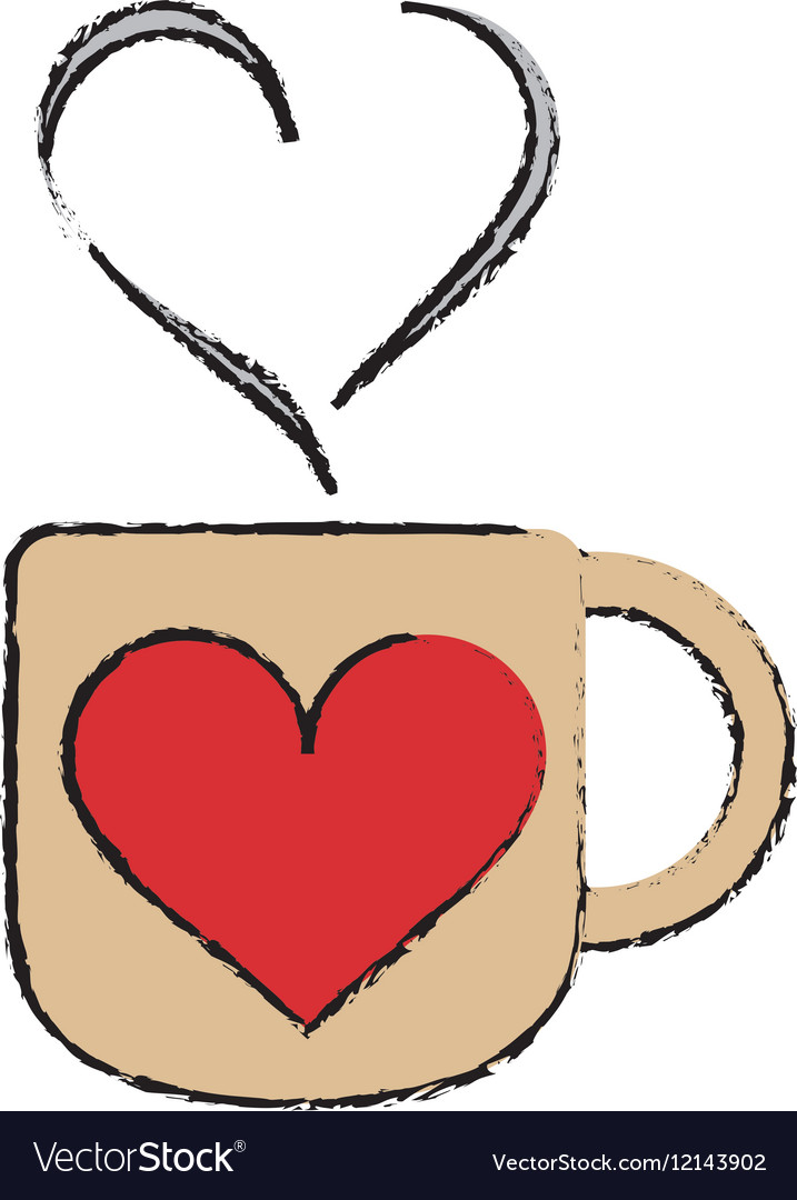 Cartoon cup coffee love heart hot
