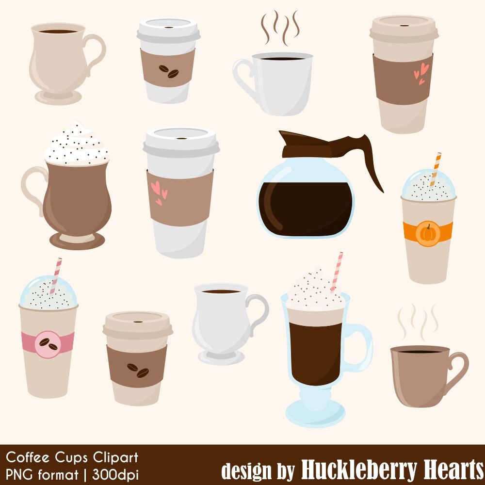 Coffee Clipart, Digital Coffee, Coffee Cups, Coffee Mugs