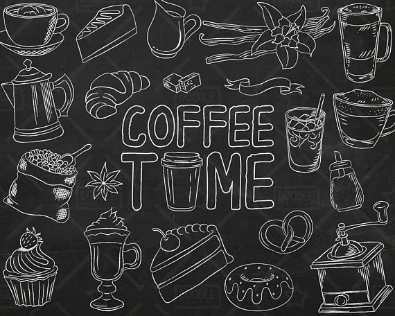 Chalkboard Coffee Vector Pack, Coffee Shop, Bakery, Cafe