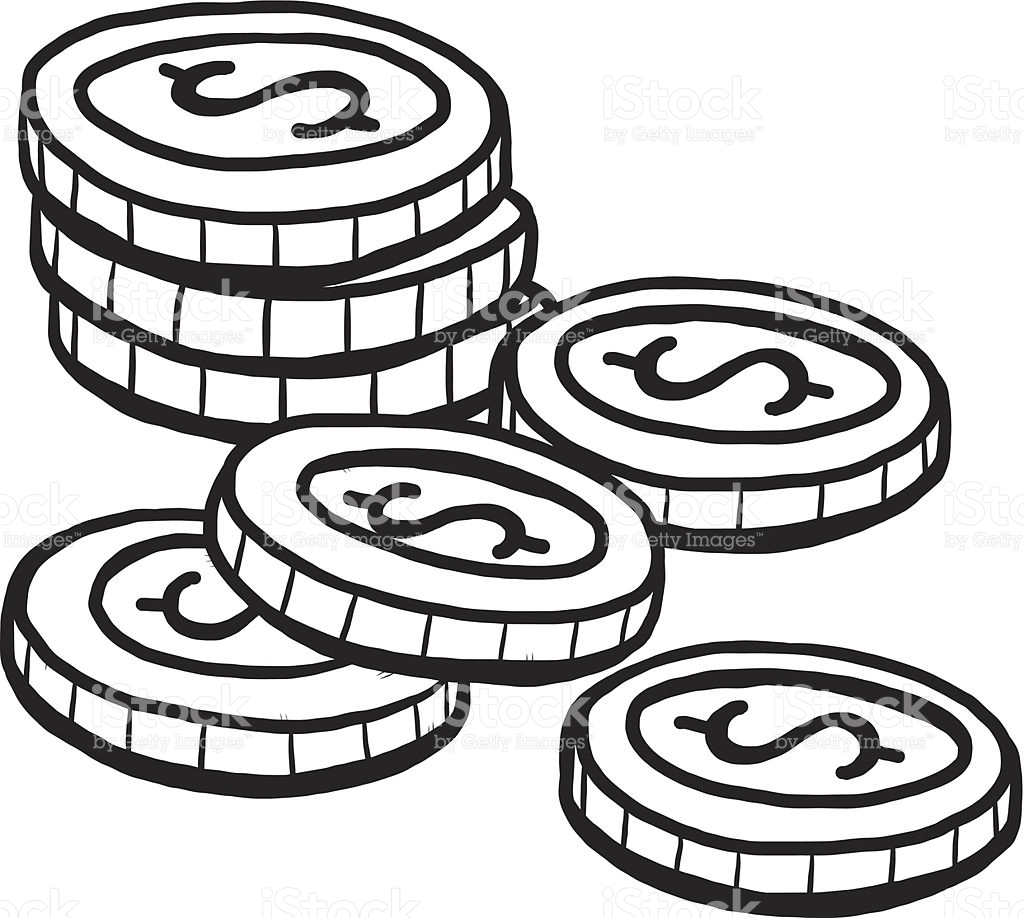 Coin clipart black and white