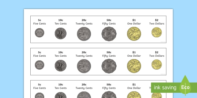 Australian Coins Strip Number Cards