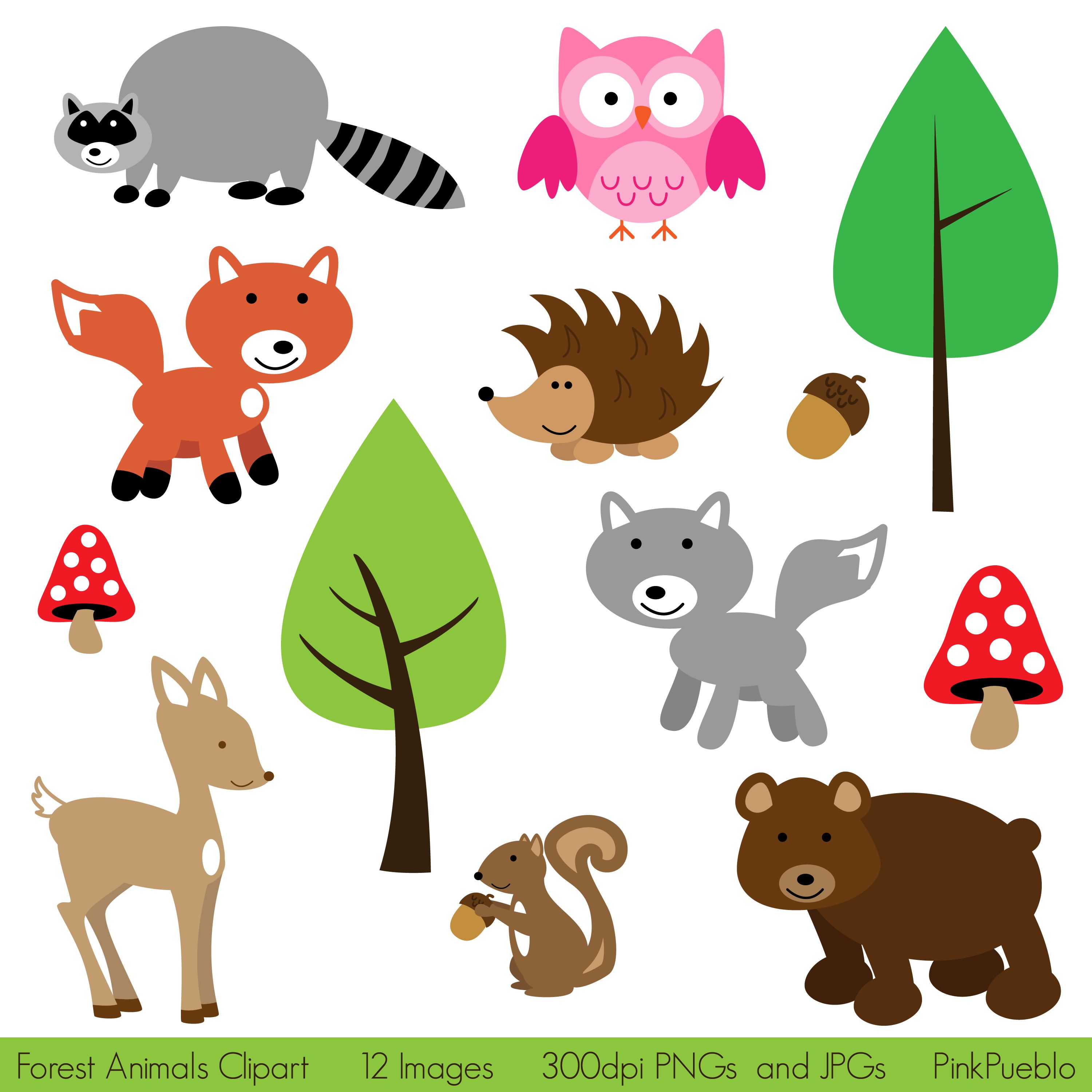 Forest Animal Clip Art, Forest Animals Clipart, Woodland