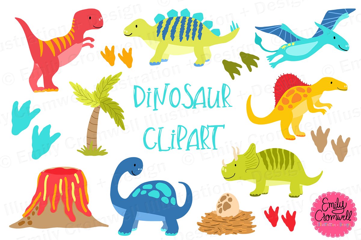 Dinosaur clipart illustrations.
