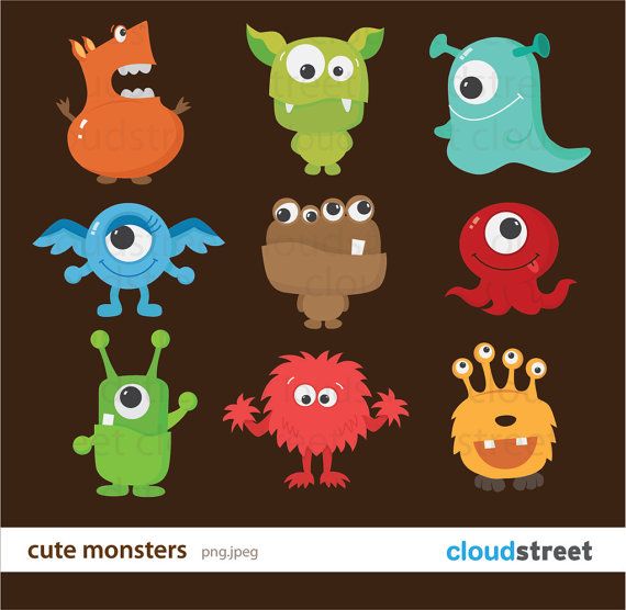 Cute monsters clipart.