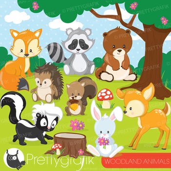 Woodland animals clipart commercial use, vector graphics, digital