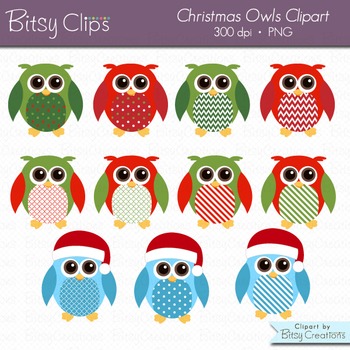 Christmas owls clipart.