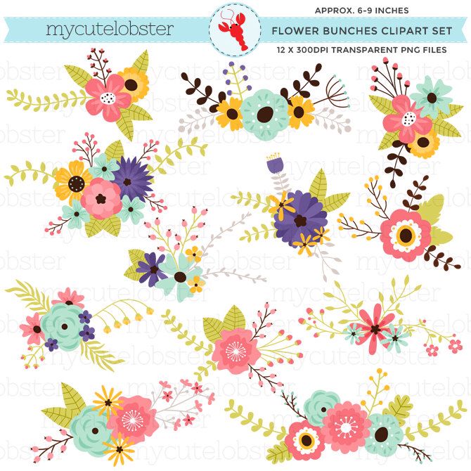 Flower bunches clipart.
