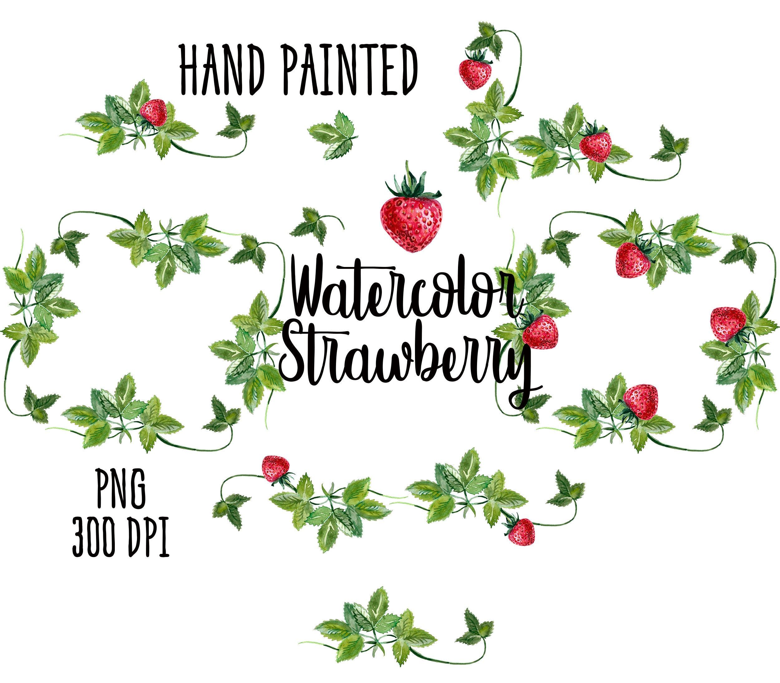 Watercolor strawberry clipart.