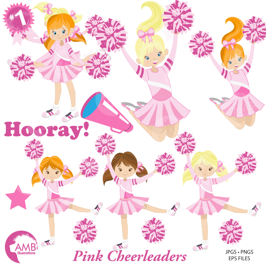 Sports Cheerleaders Clipart Pink Trophy Commercial Use Png