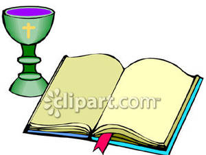 A Communion Cup and an Open Bible