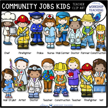 Community Worker Kids Clip Art Set