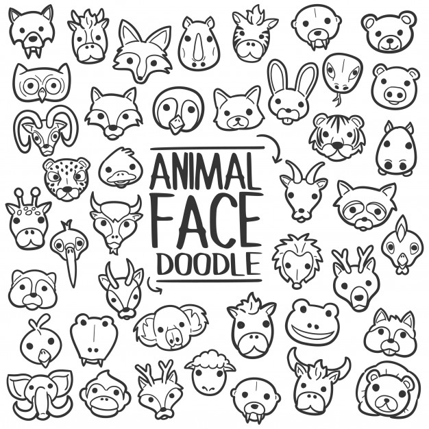 Cara animal doodle clip art vetor