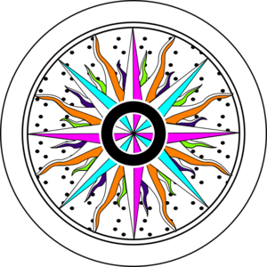 Colorful compass rose.