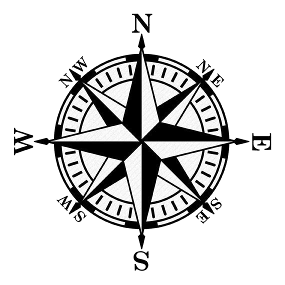 Compass rose silhouette.