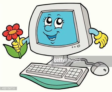 Cute computer with flower Clipart Image