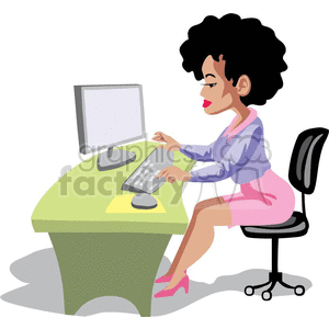 Vector girl surfing the web clipart