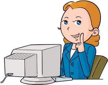 Girl On Computer Clipart