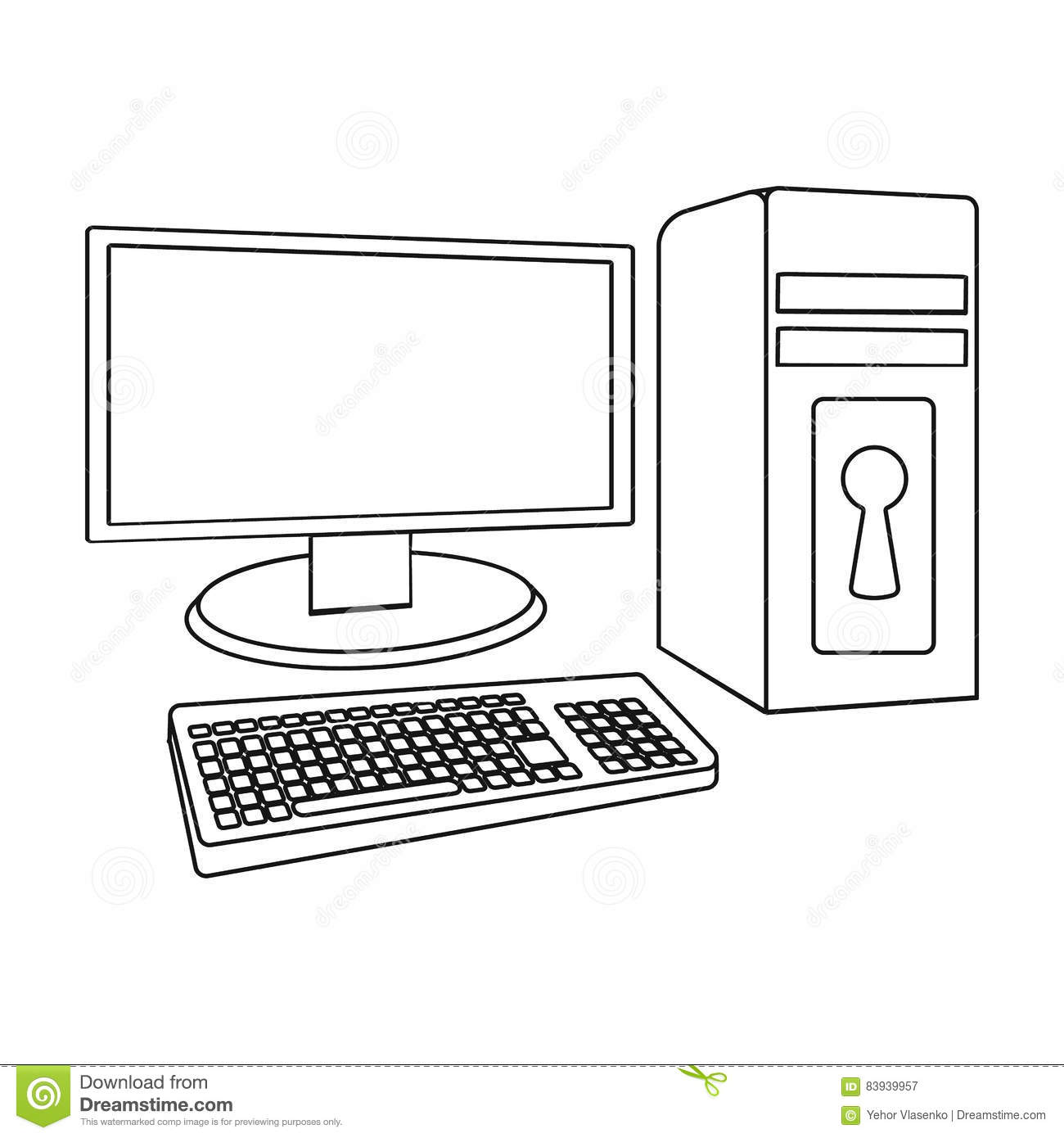 Computer outline clipart.