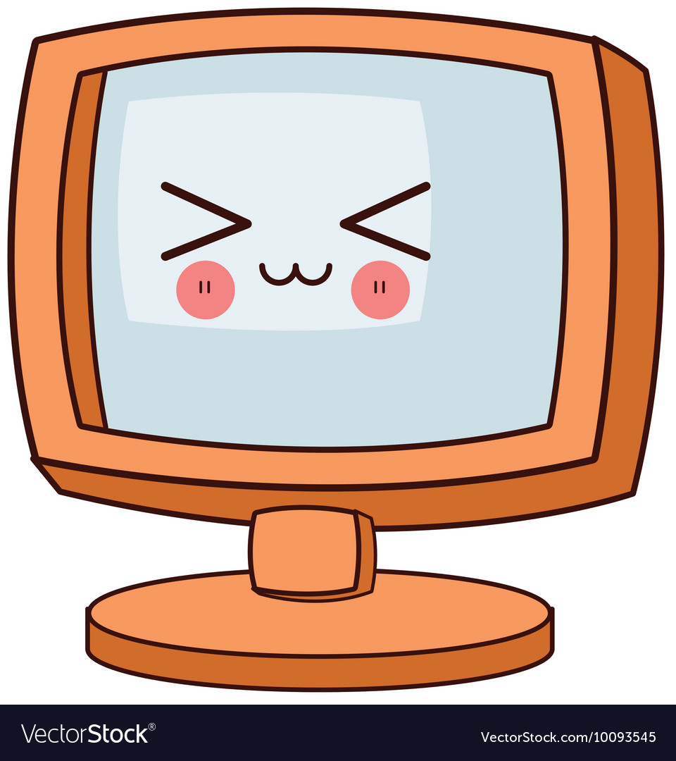 Kawaii computer icon vector image