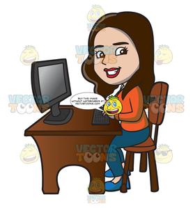 A Happy Woman Using The Computer