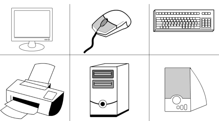 Parts of computer coloring pages
