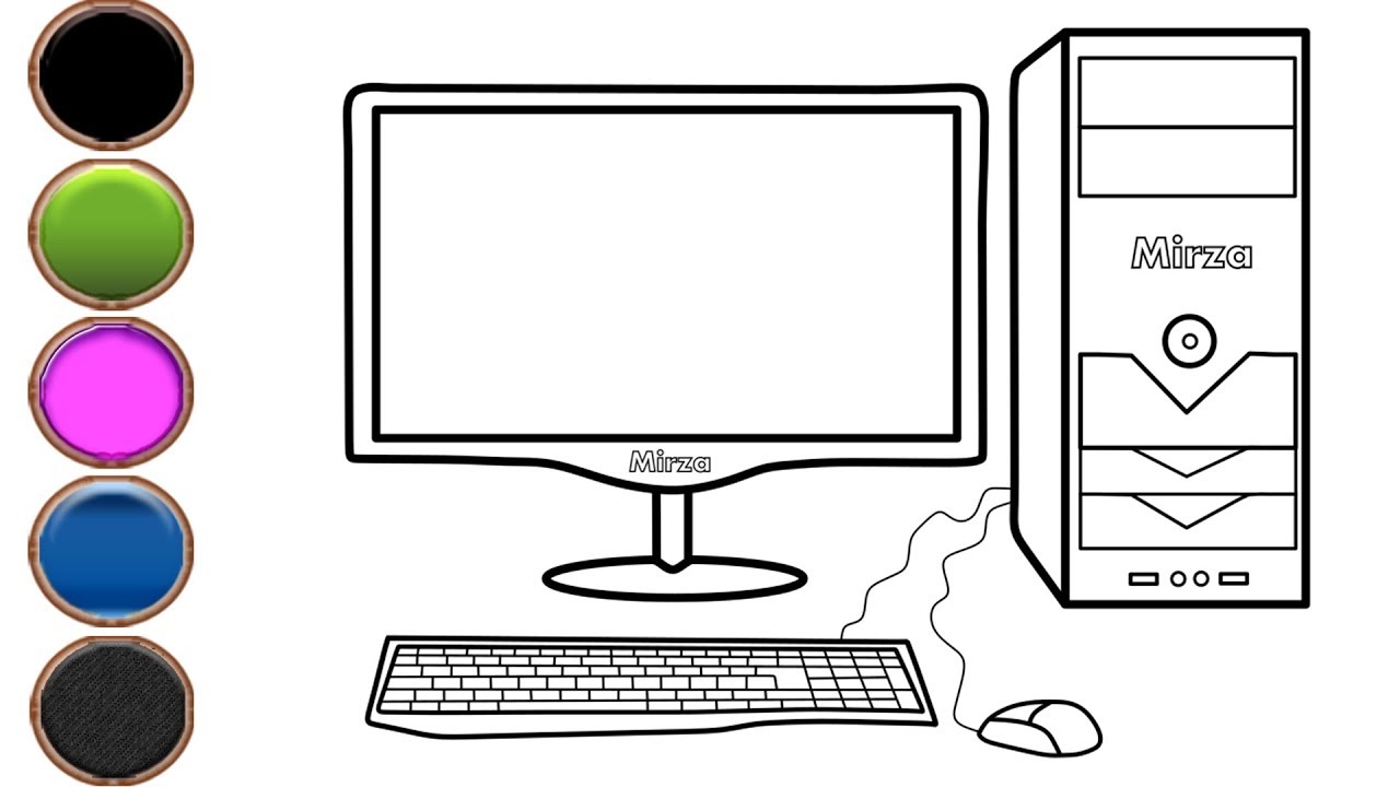 How to Draw and Color Desktop Computer Coloring Pages for Toddlers
