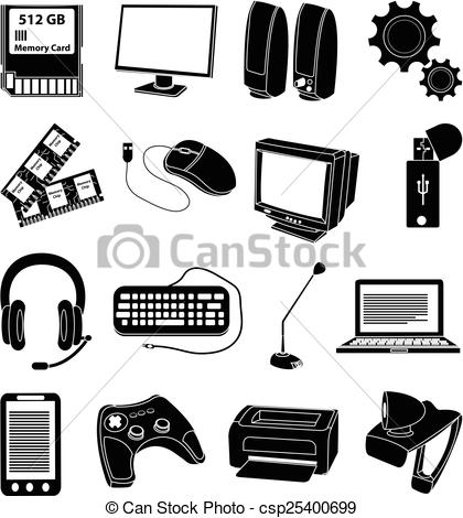 computer parts to color clipart drawing
