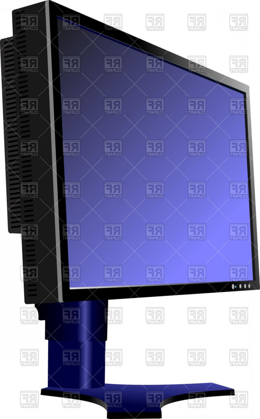 Flat Computer Monitor Side View Vector Clipart
